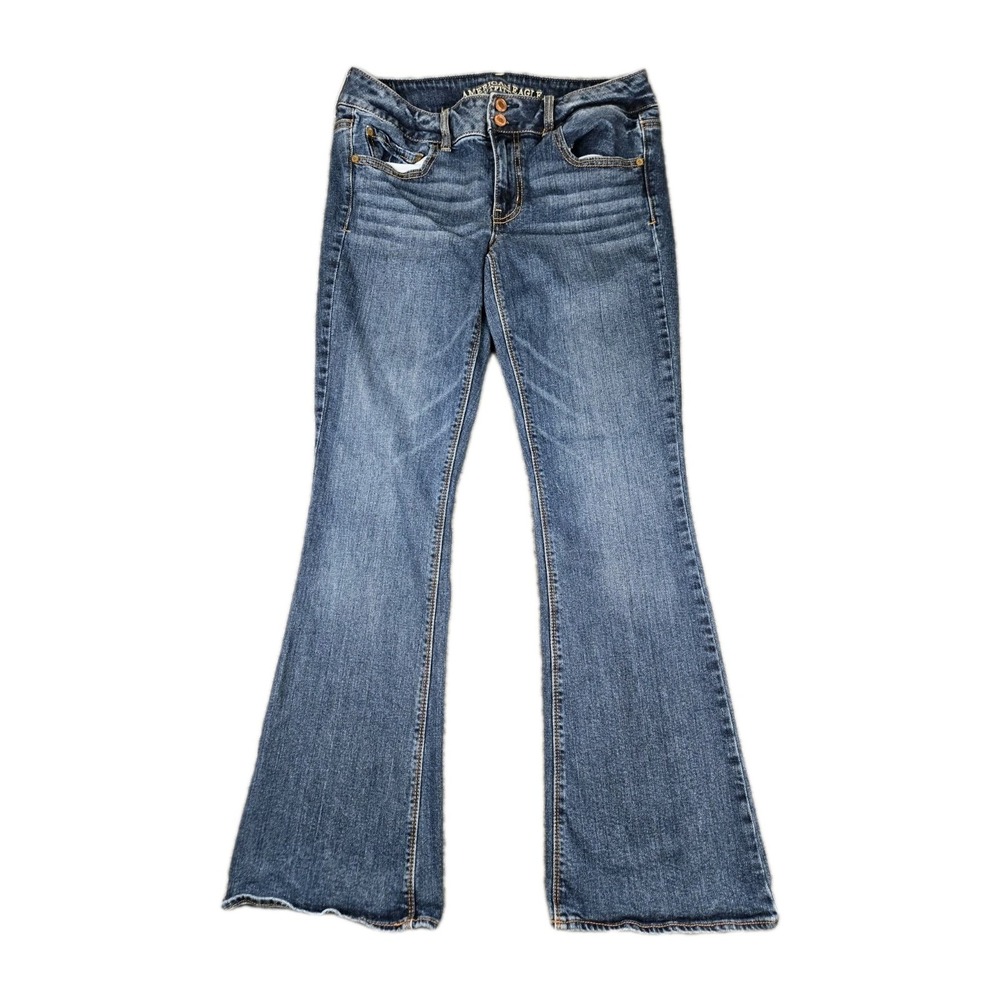 American Eagle Jeans Womens 12R Medium Wash Artist Stretch Denim Flared Leg Boho